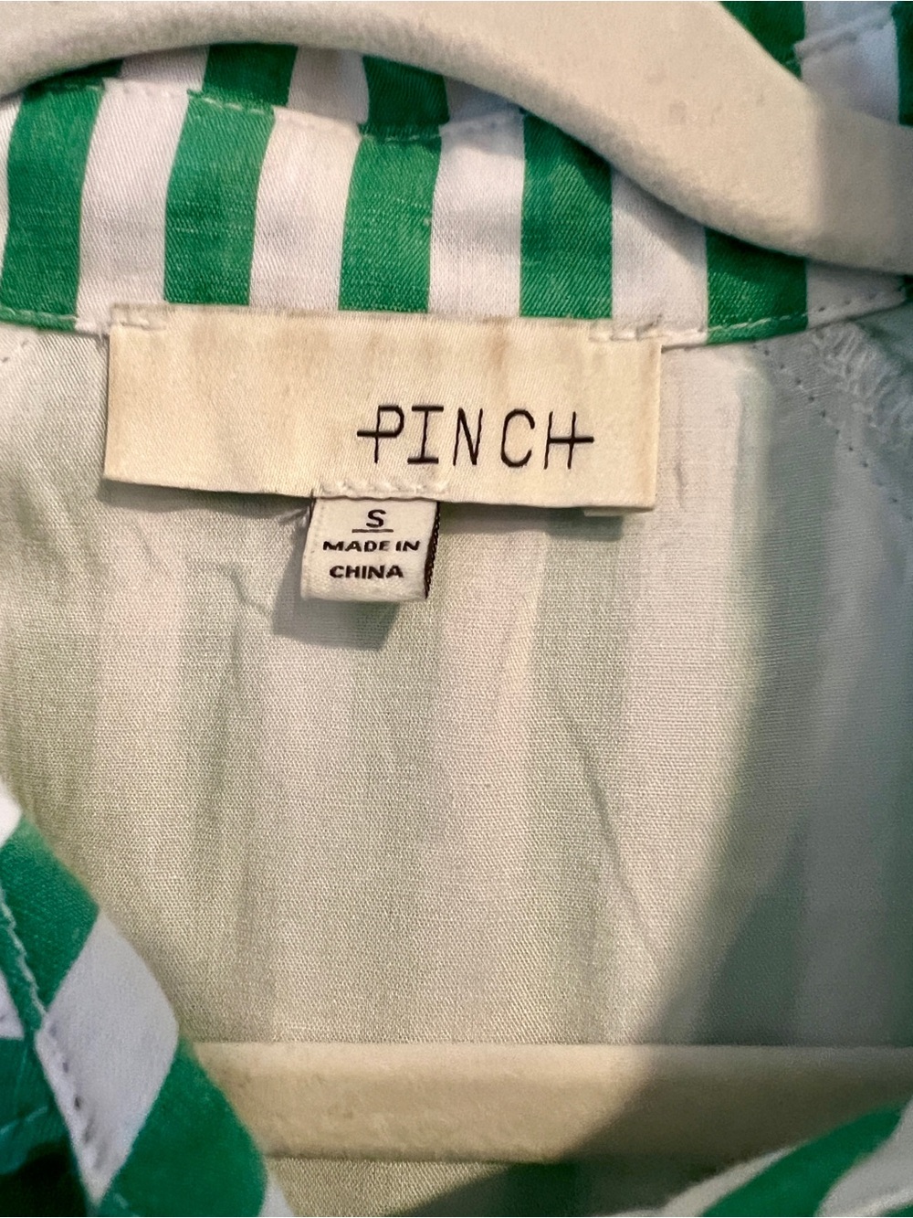Pinch Green White Striped Short Sleeve Tiered Button Down Shirt Dress Small - Picture 8 of 8